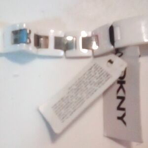 DKNY White and Silver Chain Bracelet